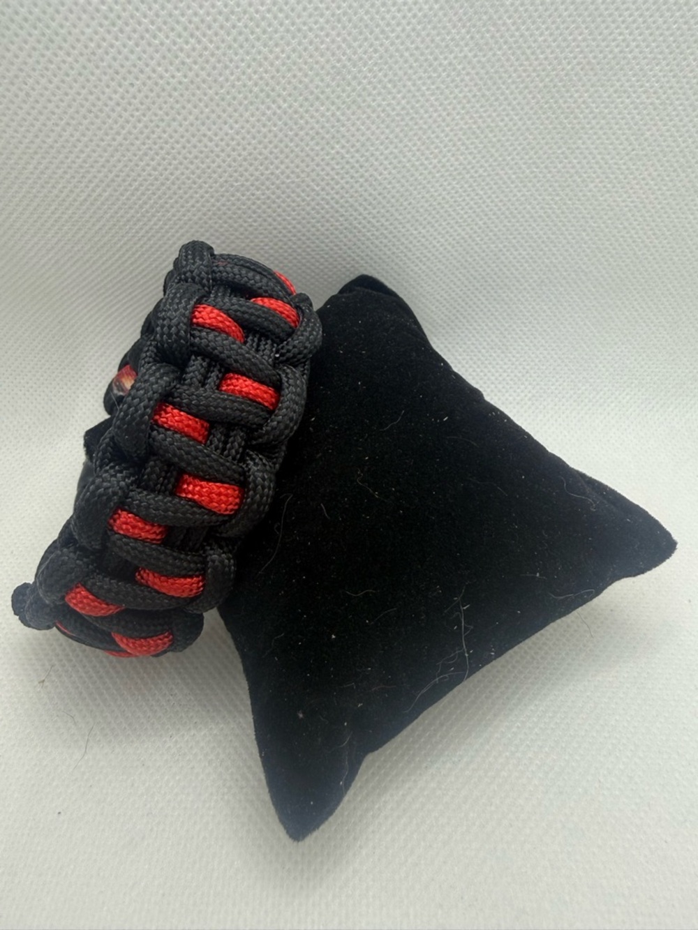 Handmade Black & Red Paracord Bracelet with Side Release Buckle